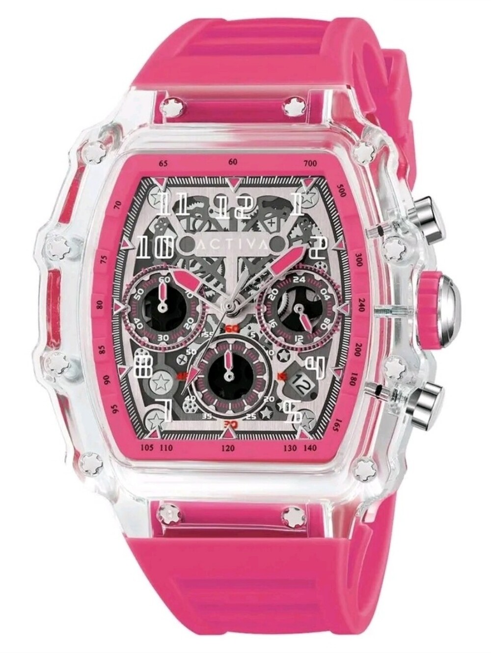 NEW Activa X Invicta Men's Watch w/ Skeleton Dial - 44.3mm, Hot Pink ACW2305-008